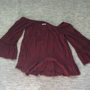 Off the shoulder red top with lace